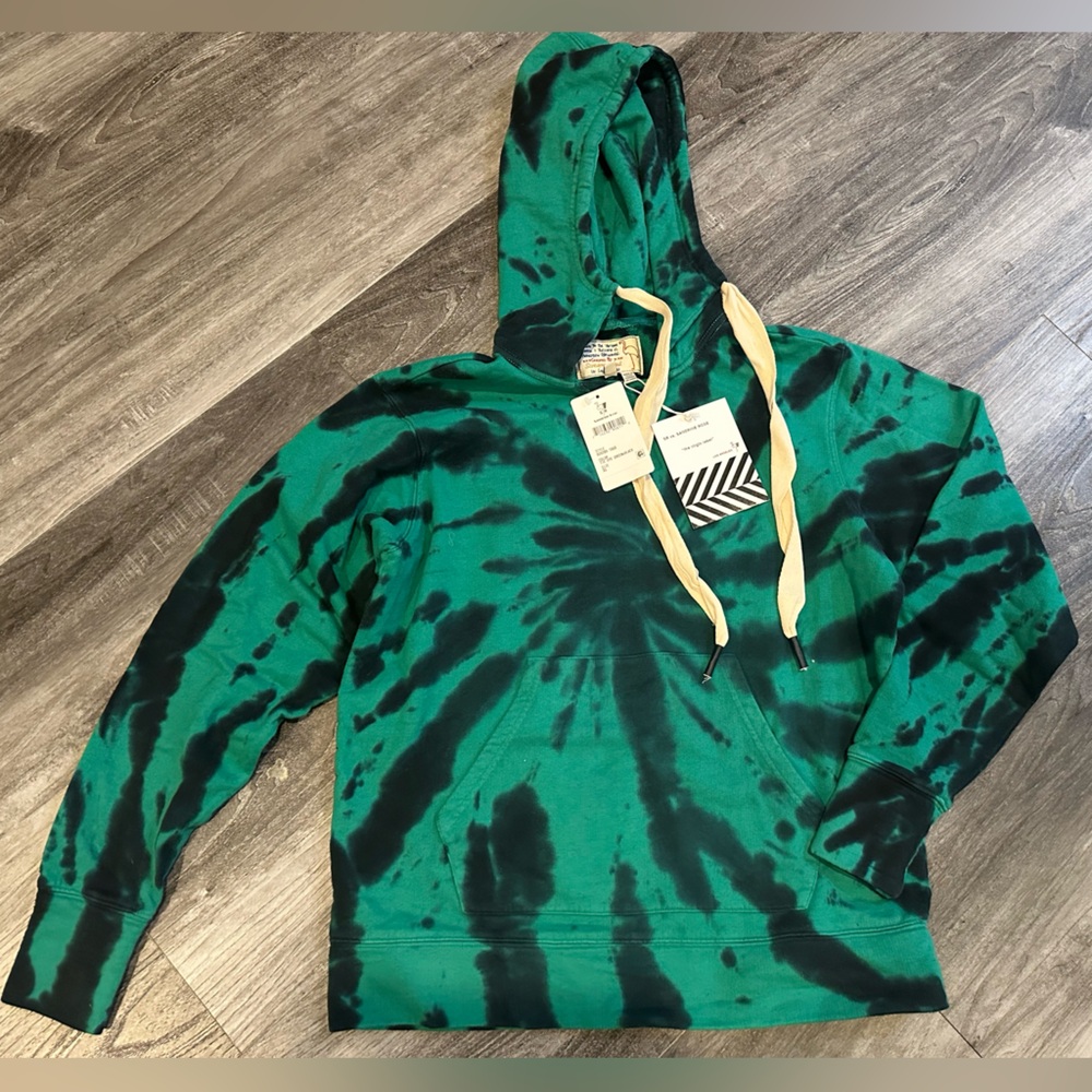 NWT Free People x Sandrine Rose Women's Green Tie Dye Oversized Hoodie Size XS